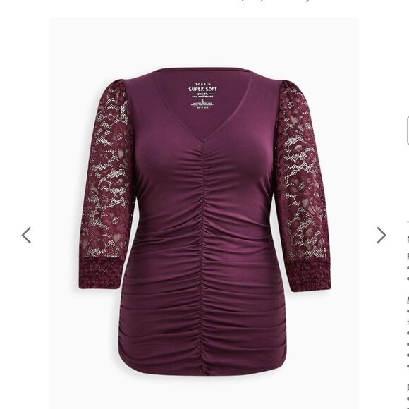Nwot Torrid Lace V-Neck Ruched Front Long Sleeve Top dress 3 - Picture 2 of 13